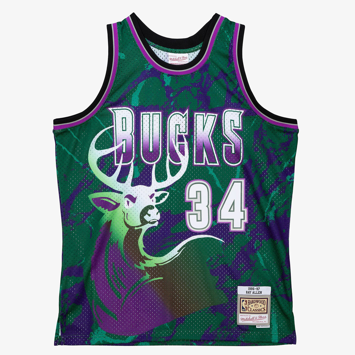 Milwaukee Bucks Mitchell & Ness Ray Allen 1996 Team Marble Swingman Jersey - Green