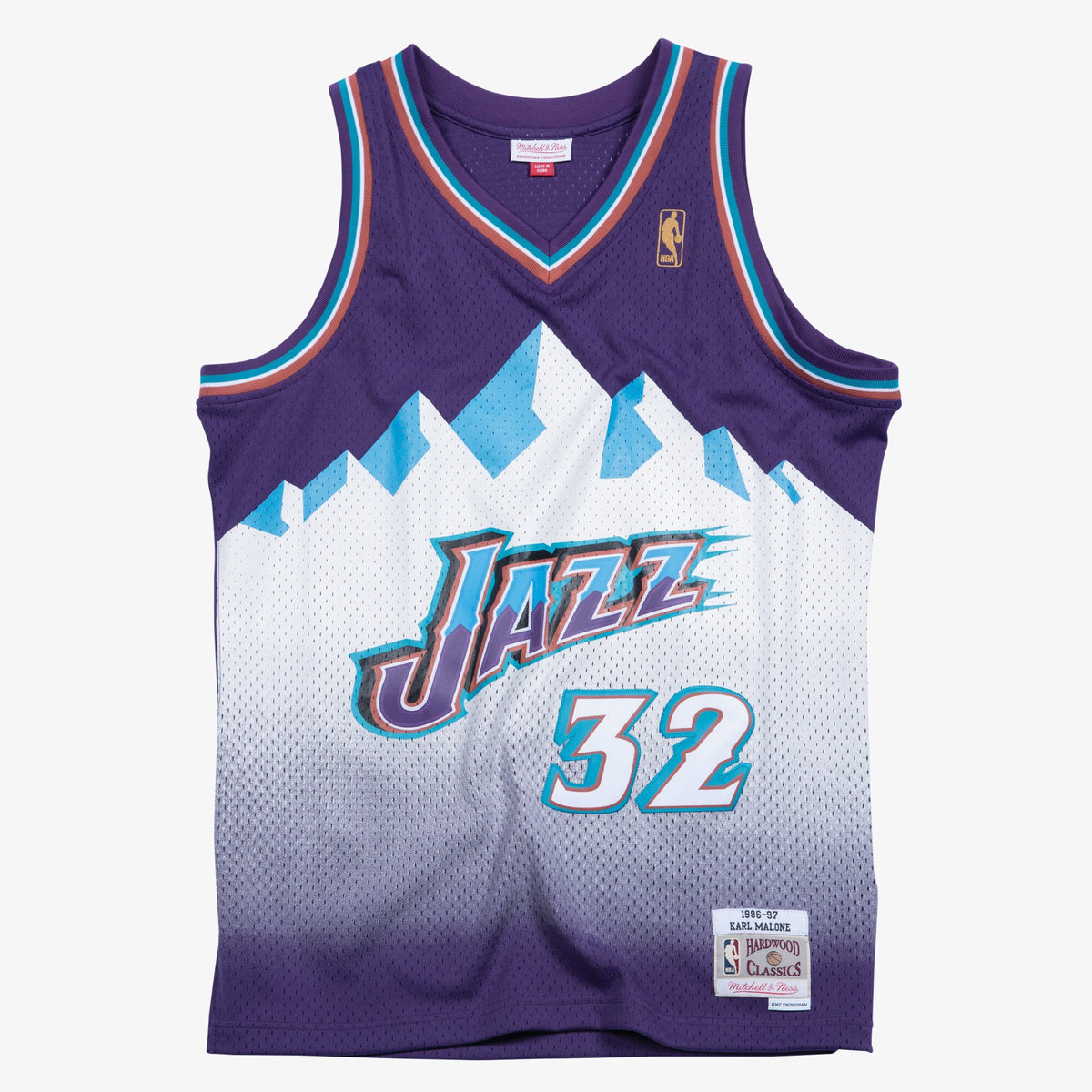 Utah Jazz Mitchell & Ness Karl Malone 1996 Swingman Road Authentic Jersey - Purple