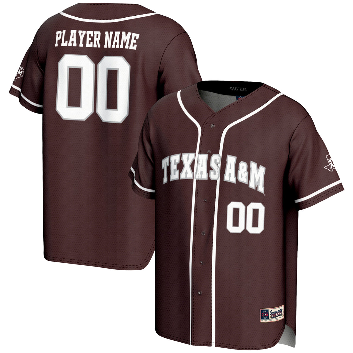 Texas A&M Aggies GameDay Greats NIL Pick-A-Player Lightweight Baseball Jersey - Maroon