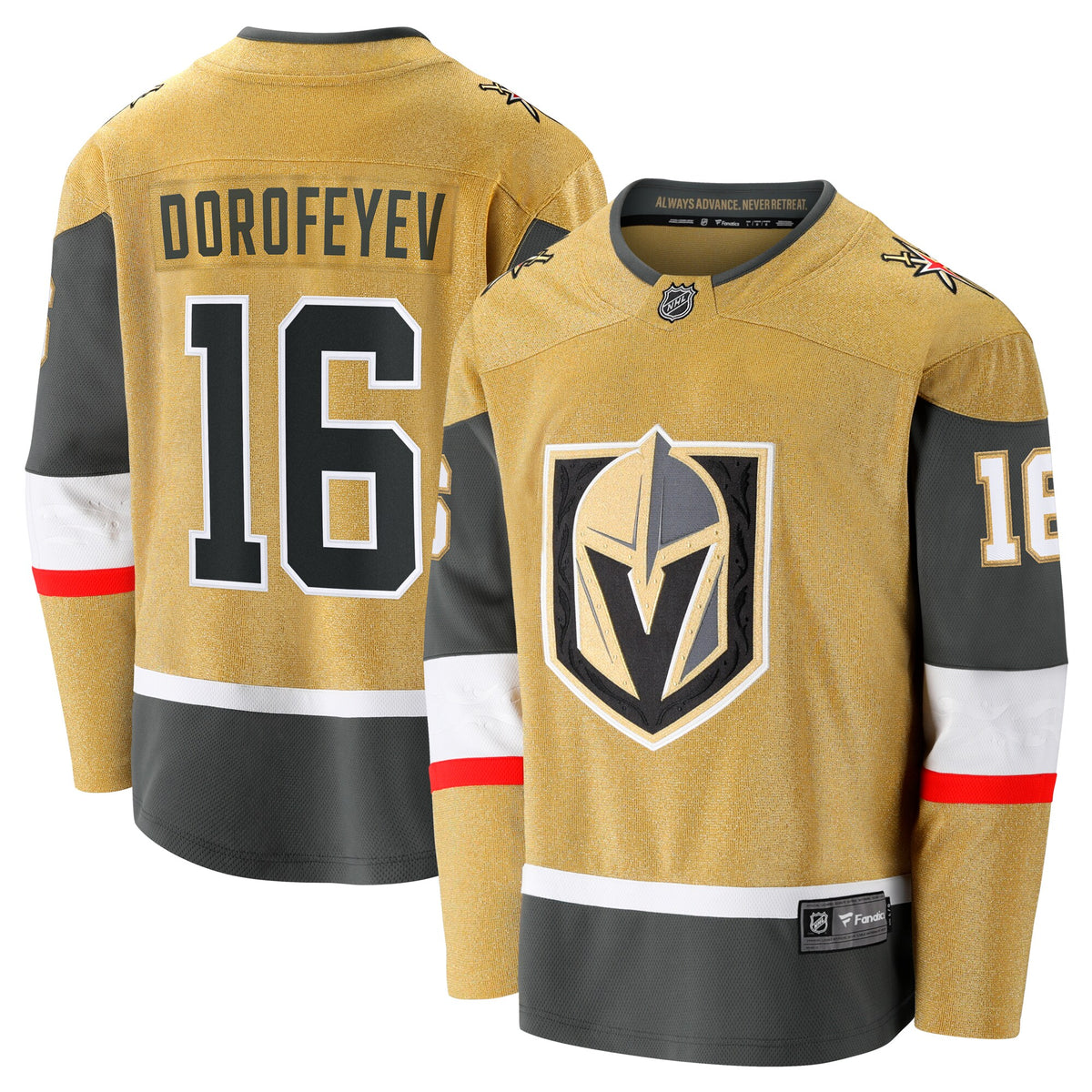 Vegas Golden Knights Pavel Dorofeyev Fanatics Gold Premier Breakaway Player Jersey