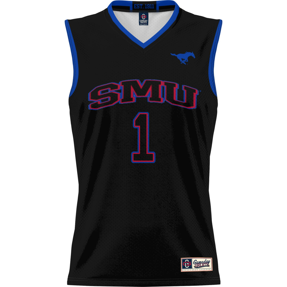 #1 SMU Mustangs GameDay Greats Lightweight Basketball Jersey - Black
