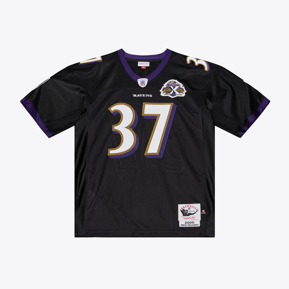 Baltimore Ravens Deion Sanders Mitchell & Ness Black 2005 Authentic Throwback Jersey